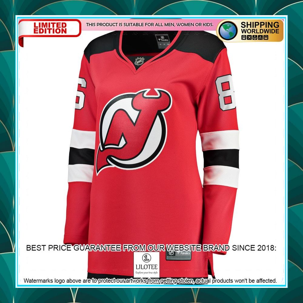jack hughes new jersey devils womens home premier red hockey jersey 2 410