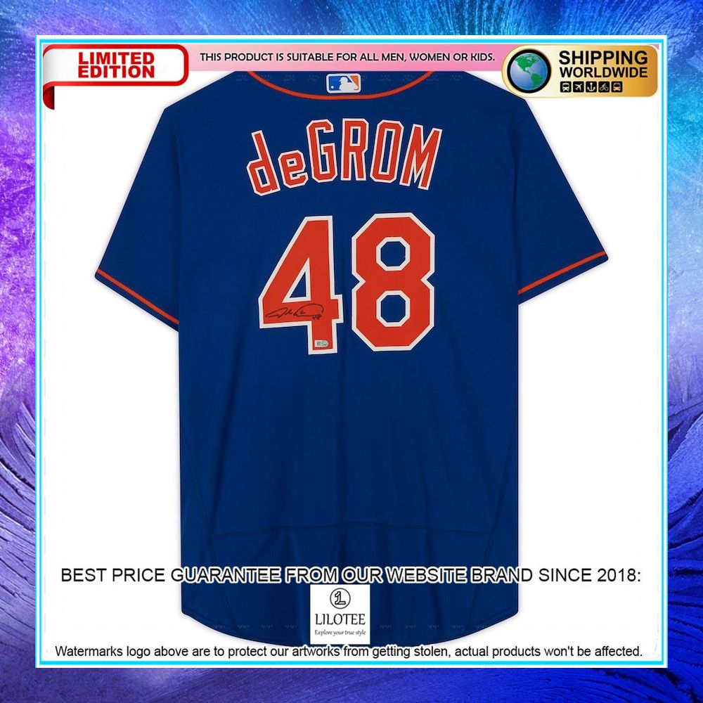jacob degrom new york mets autographed nike royal baseball jersey 2 272