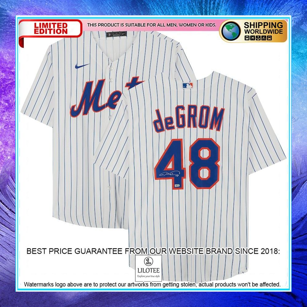 jacob degrom new york mets autographed nike white baseball jersey 1 937