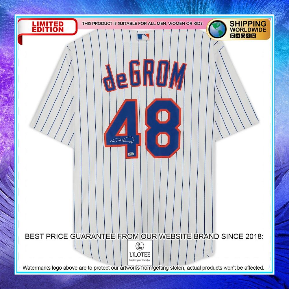 jacob degrom new york mets autographed nike white baseball jersey 2 533