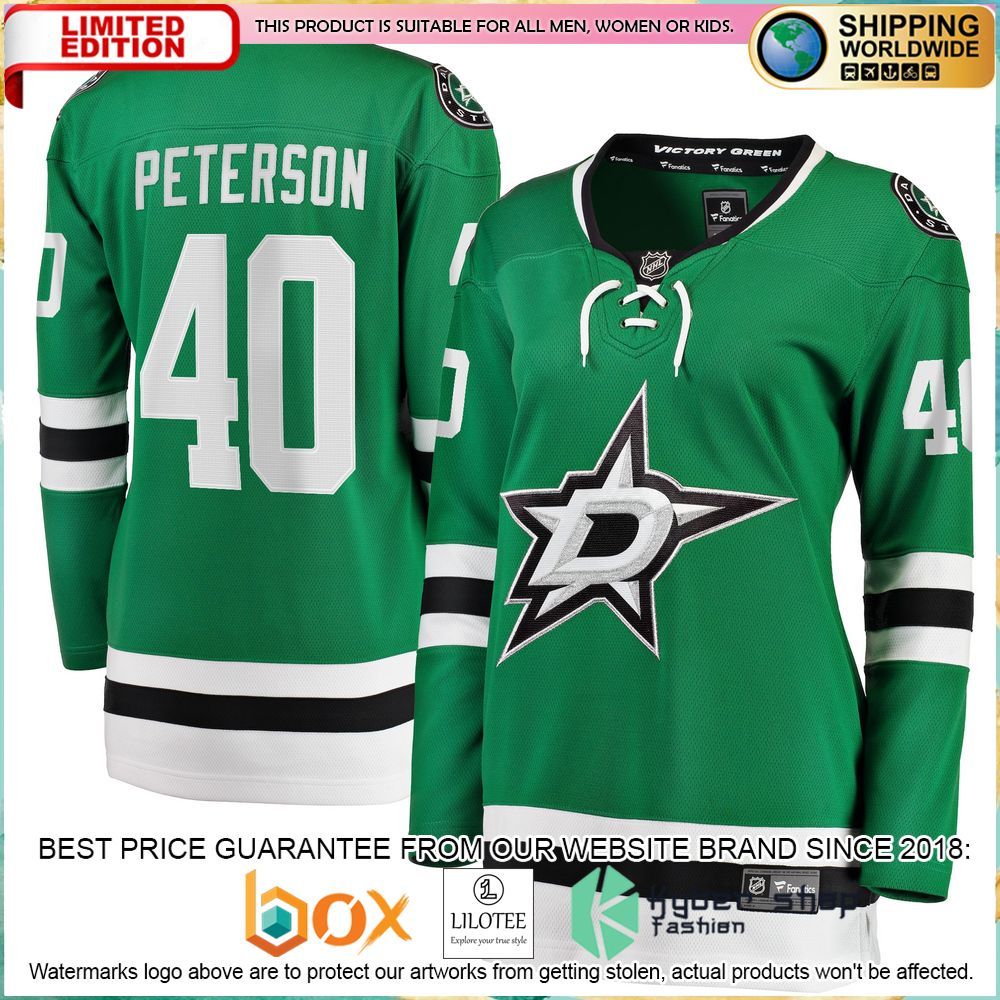 jacob peterson dallas stars womens kelly green hockey jersey 1 853