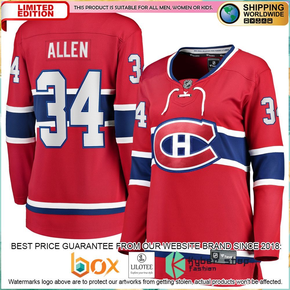 jake allen montreal canadiens womens breakaway red hockey jersey 1 799