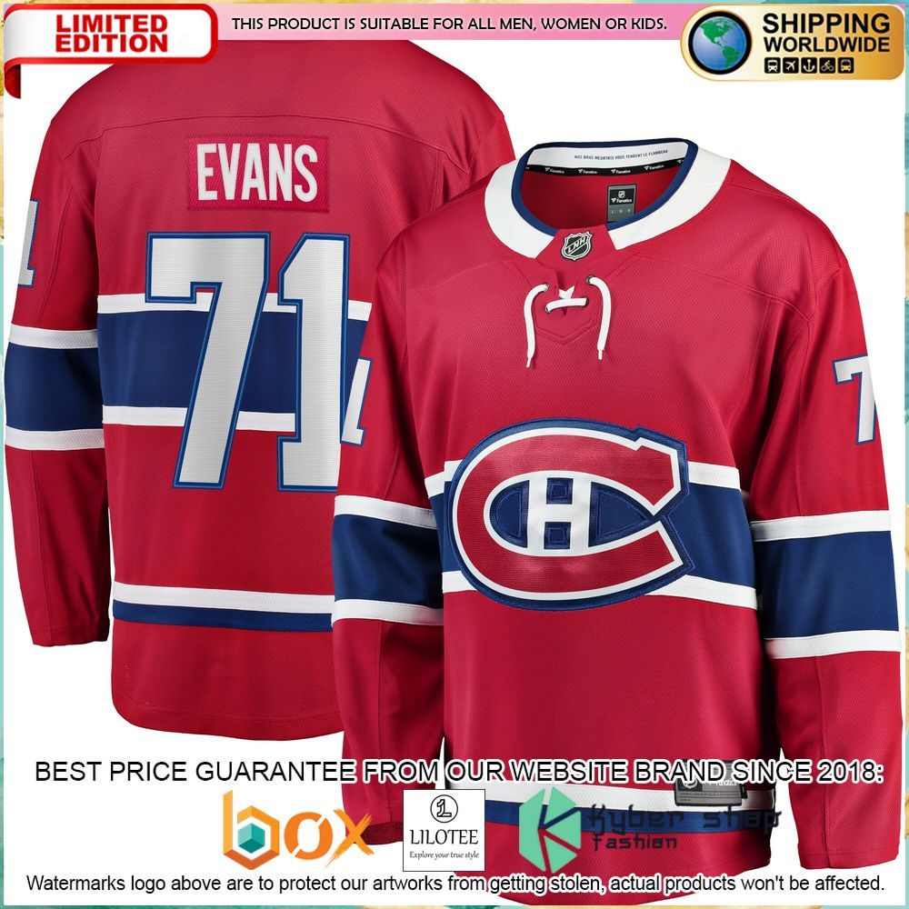 jake evans montreal canadiens red hockey jersey 1 524