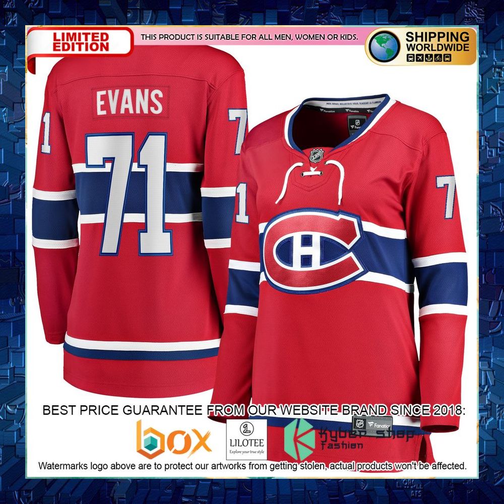 Jake Evans Montreal Canadiens Women’s Red Hockey Jersey - LIMITED EDITION 5 jake evans montreal canadiens womens red hockey jersey 1 851