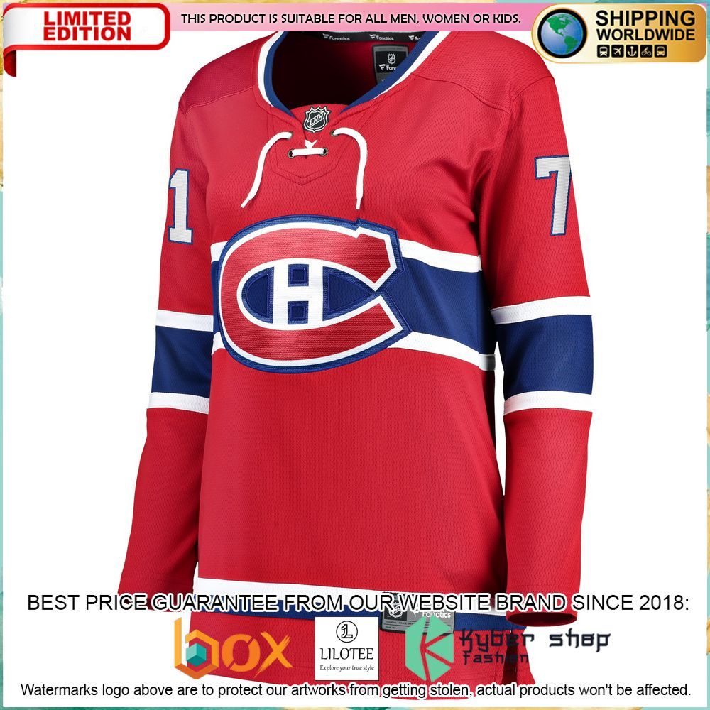 jake evans montreal canadiens womens red hockey jersey 2 995