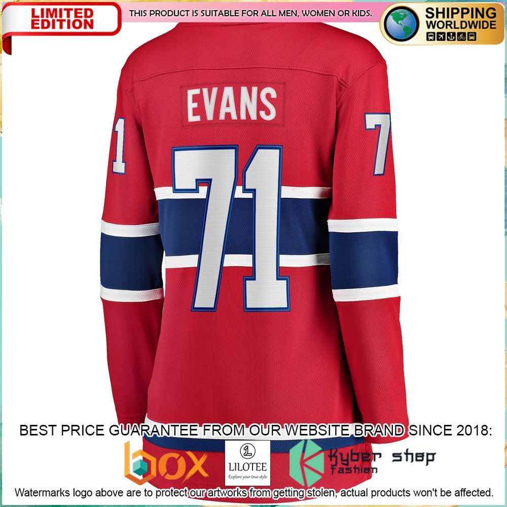 Jake Evans Montreal Canadiens Women’s Red Hockey Jersey - LIMITED EDITION 3 jake evans montreal canadiens womens red hockey jersey 3 789