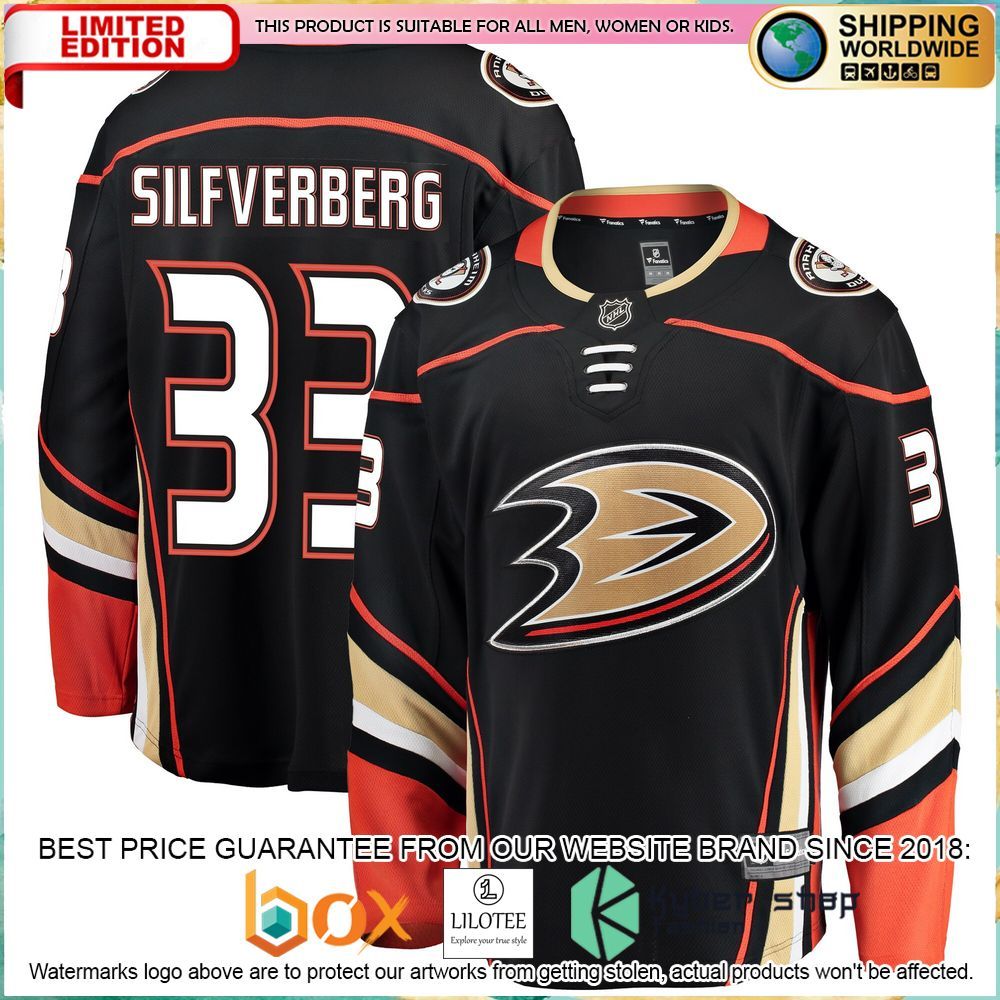 jakob silfverberg anaheim ducks black hockey jersey 1 760