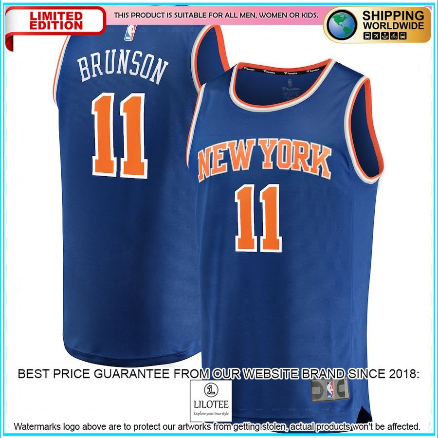 jalen brunson new york knicks blue basketball jersey 1 517