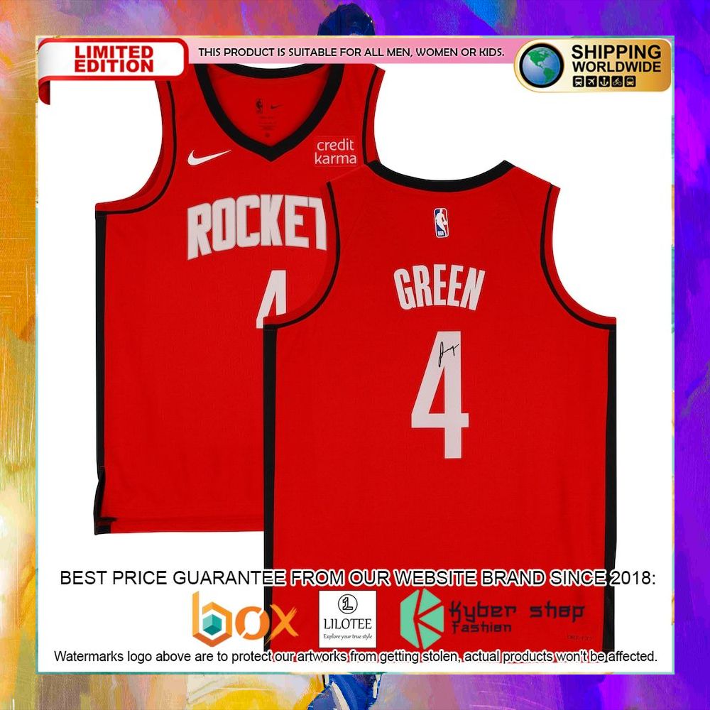 jalen green houston rockets autographed fanatics red basketball jersey 1 861
