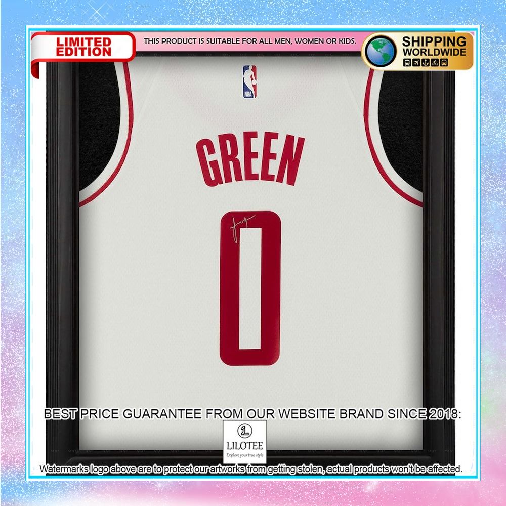 jalen green houston rockets framed nike white 2021 22 shadowbox basketball jersey 1 358