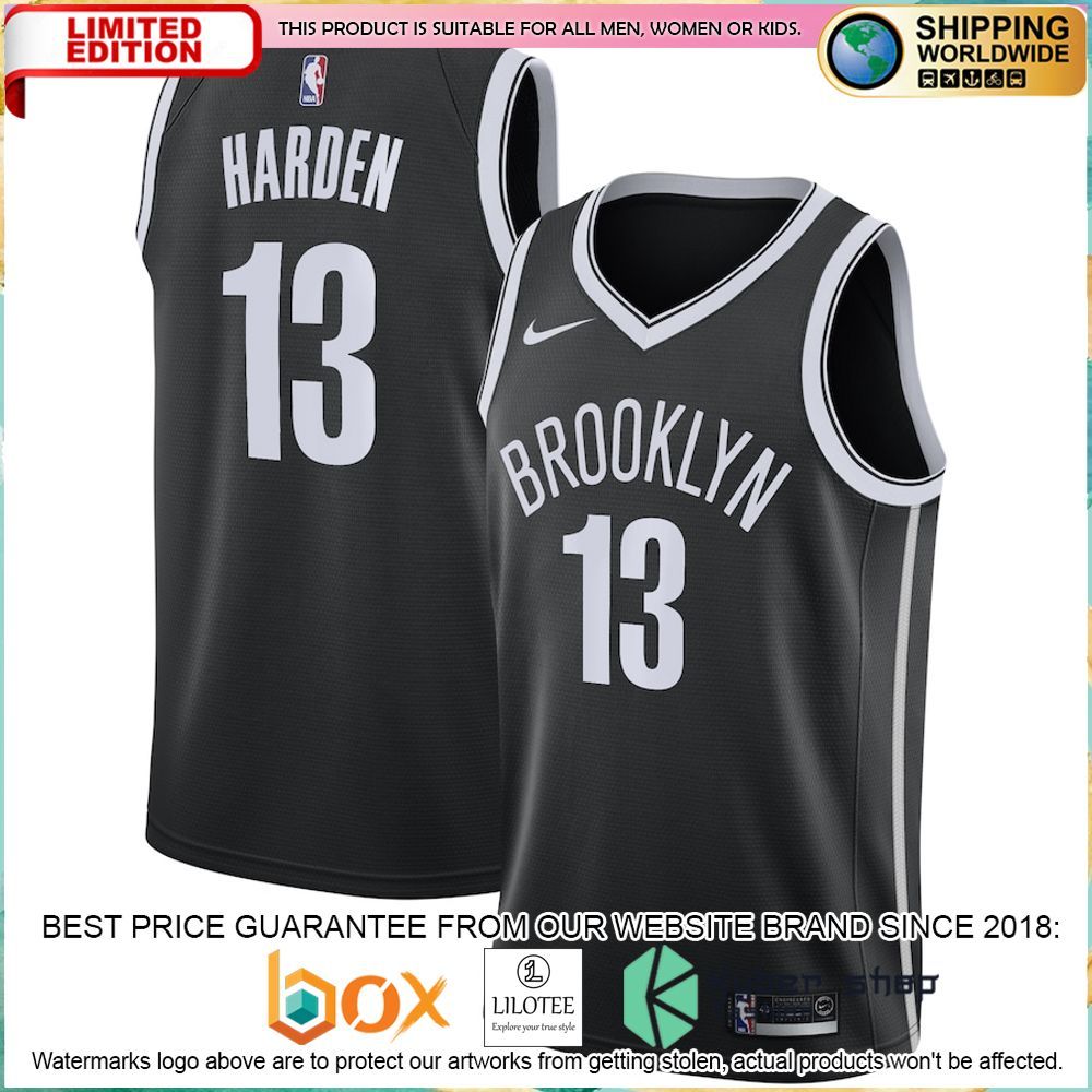 james harden brooklyn nets nike 2020 21 black basketball jersey 1 569