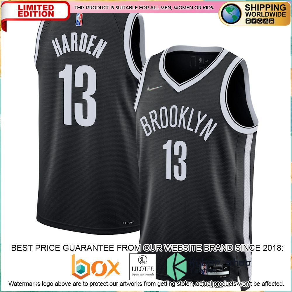 james harden brooklyn nets nike 2021 22 black basketball jersey 1 721