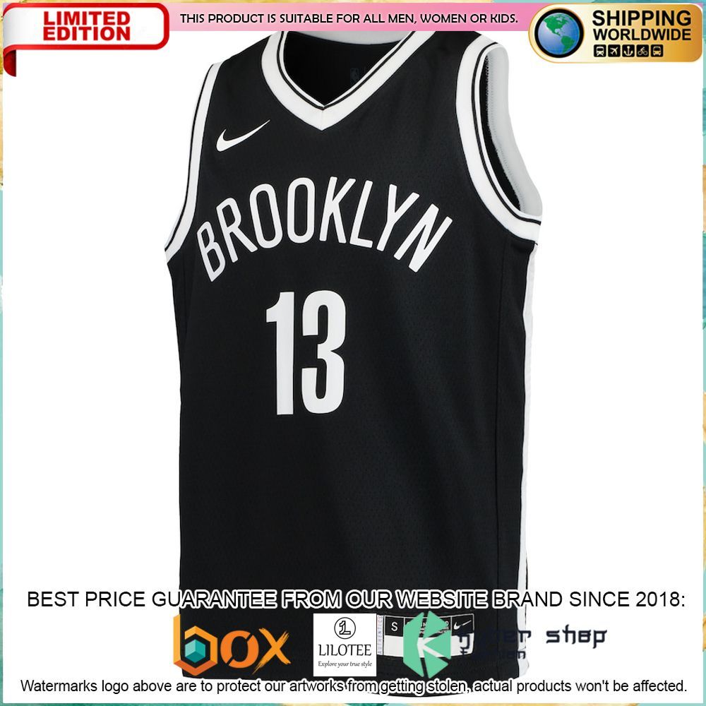 james harden brooklyn nets nike youth 2020 21 black basketball jersey 2 384