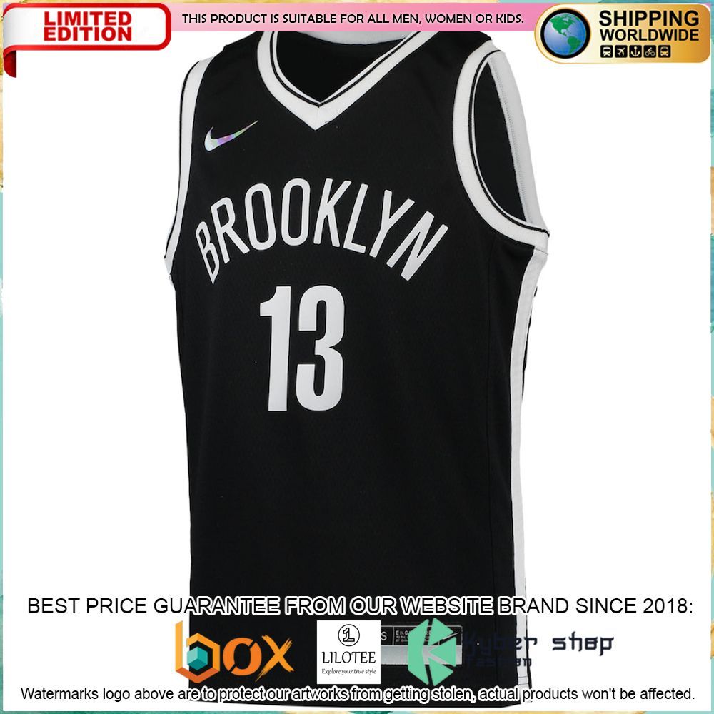 james harden brooklyn nets nike youth 2021 22 black basketball jersey 2 935