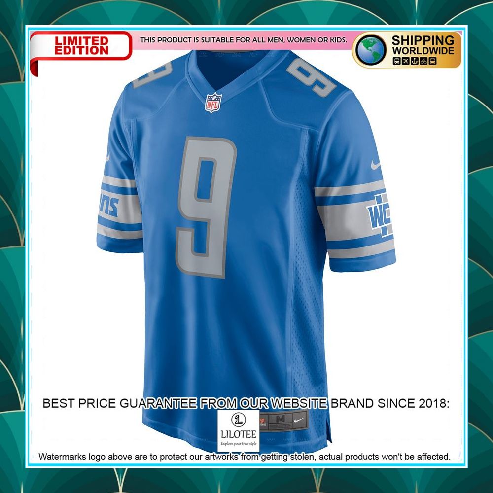 jameson williams detroit lions 2022 nfl draft first round pick blue football jersey 2 101