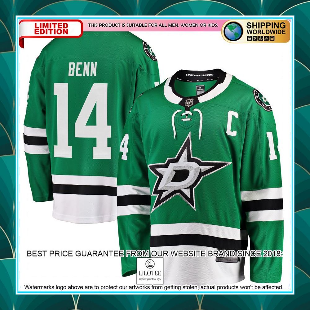 jamie benn dallas stars breakaway green hockey jersey 1 854