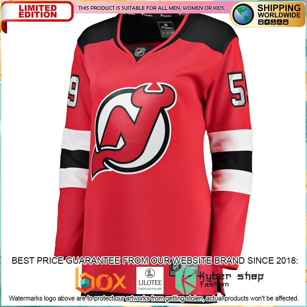janne kuokkanen new devils womens red hockey jersey 2 791