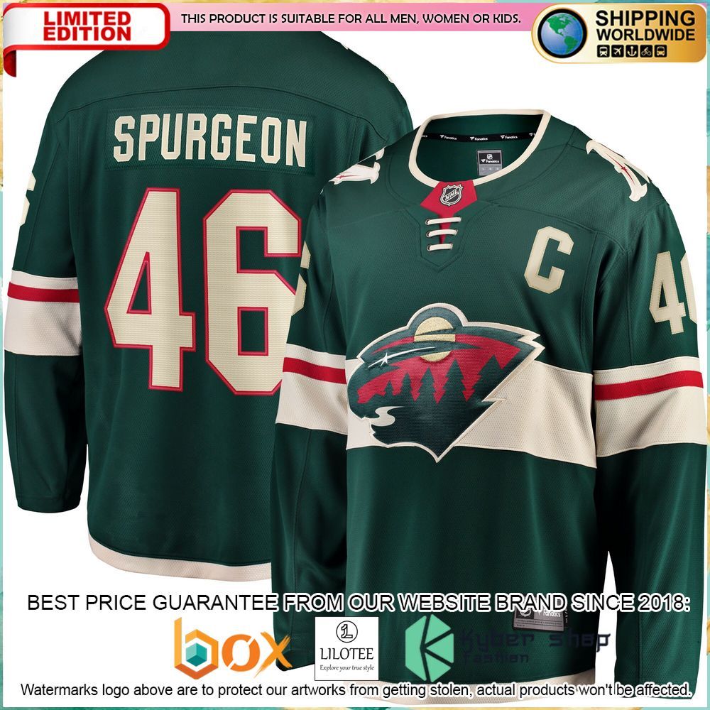 jared spurgeon minnesota wild green hockey jersey 1 847