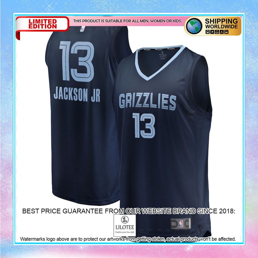 jaren jackson jr memphis grizzlies player navy basketball jersey 1 86