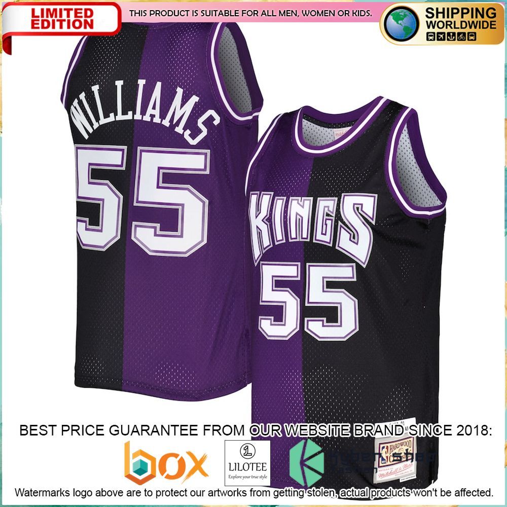 jason williams sacramento kings mitchell ness 2000 01 purple black basketball jersey 1 270