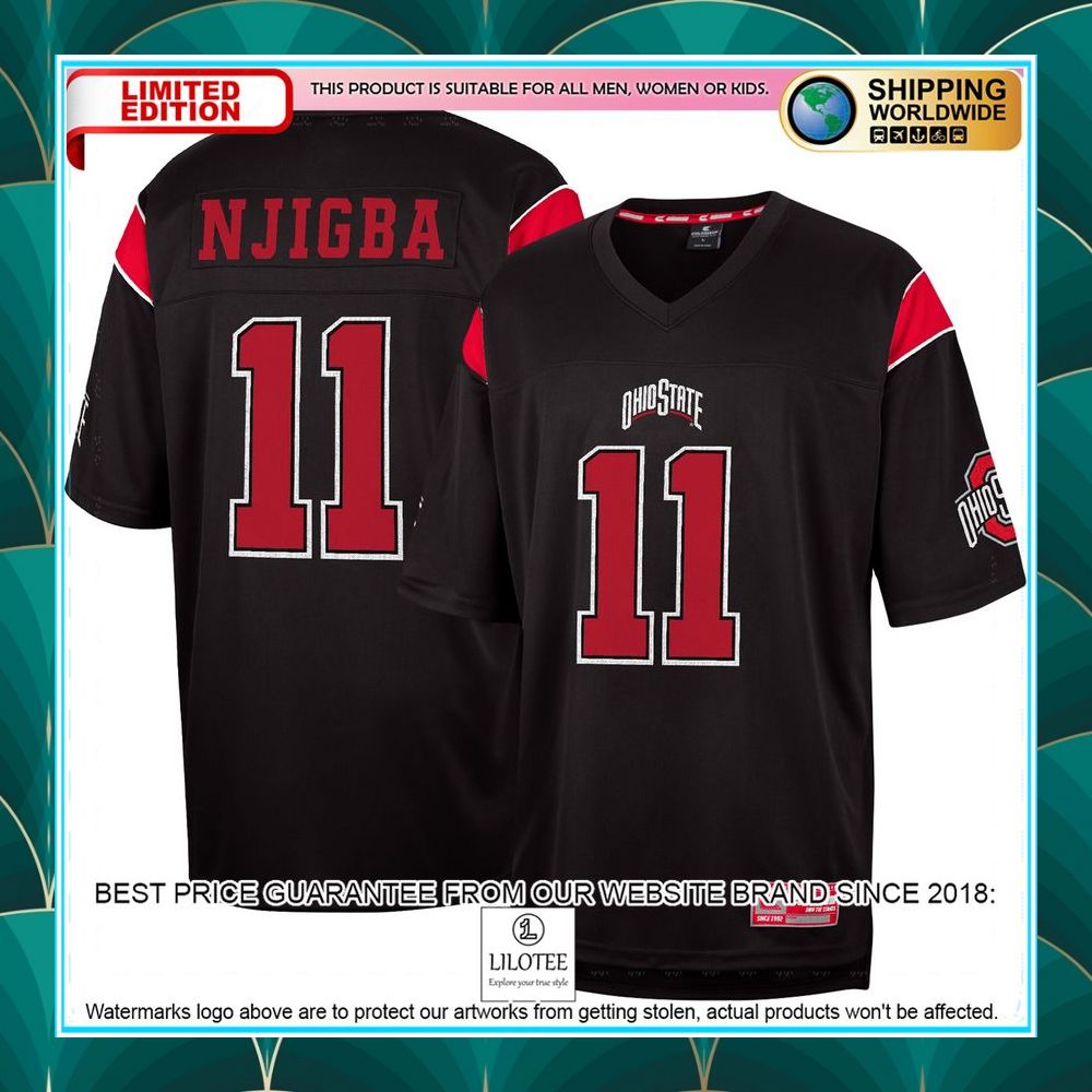 jaxon smith njigba ohio state buckeyes black football jersey 1 740