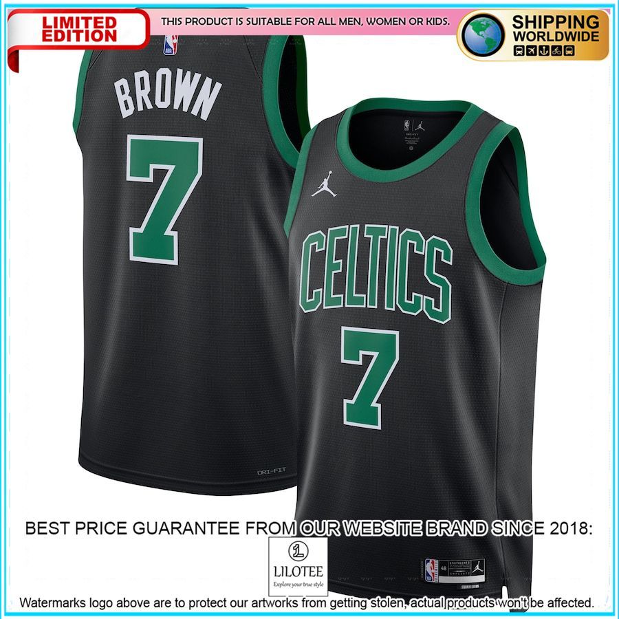jaylen brown boston celtics jordan brand 2022 23 black basketball jersey 1 713