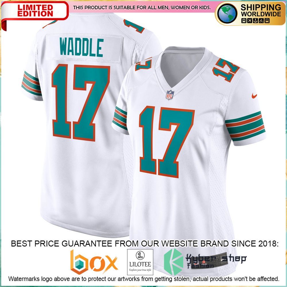 jaylen waddle miami dolphins nike womens white football jersey 1 151