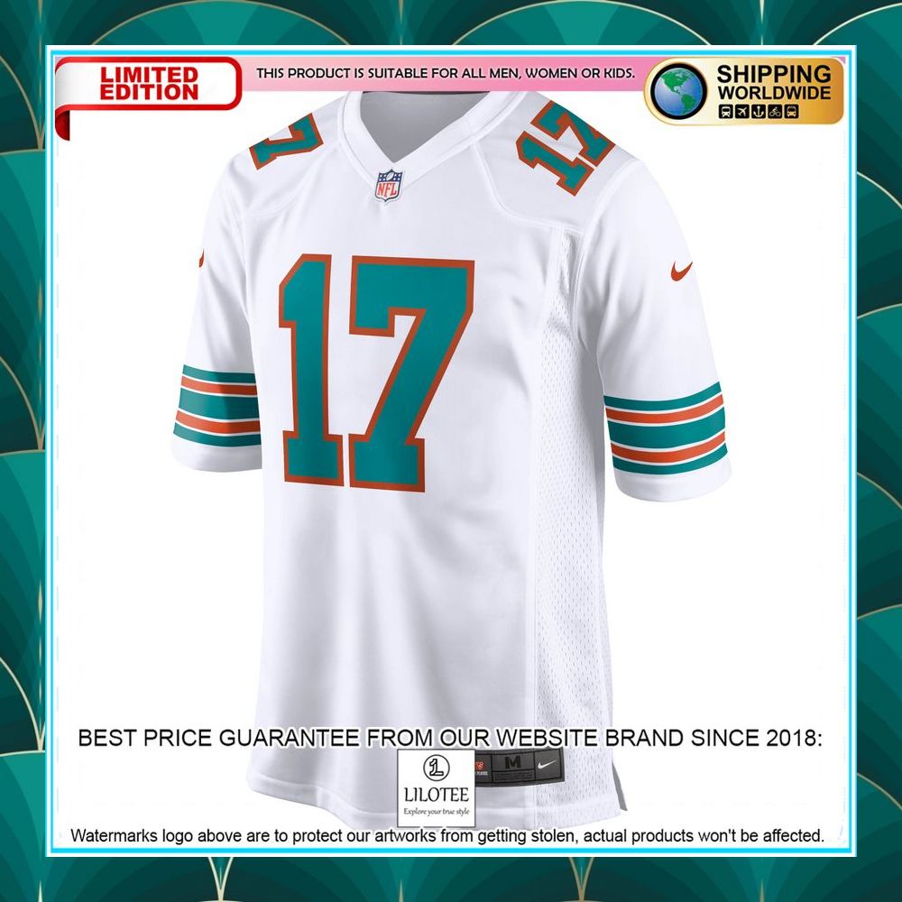 jaylen waddle miami dolphins white football jersey 2 237