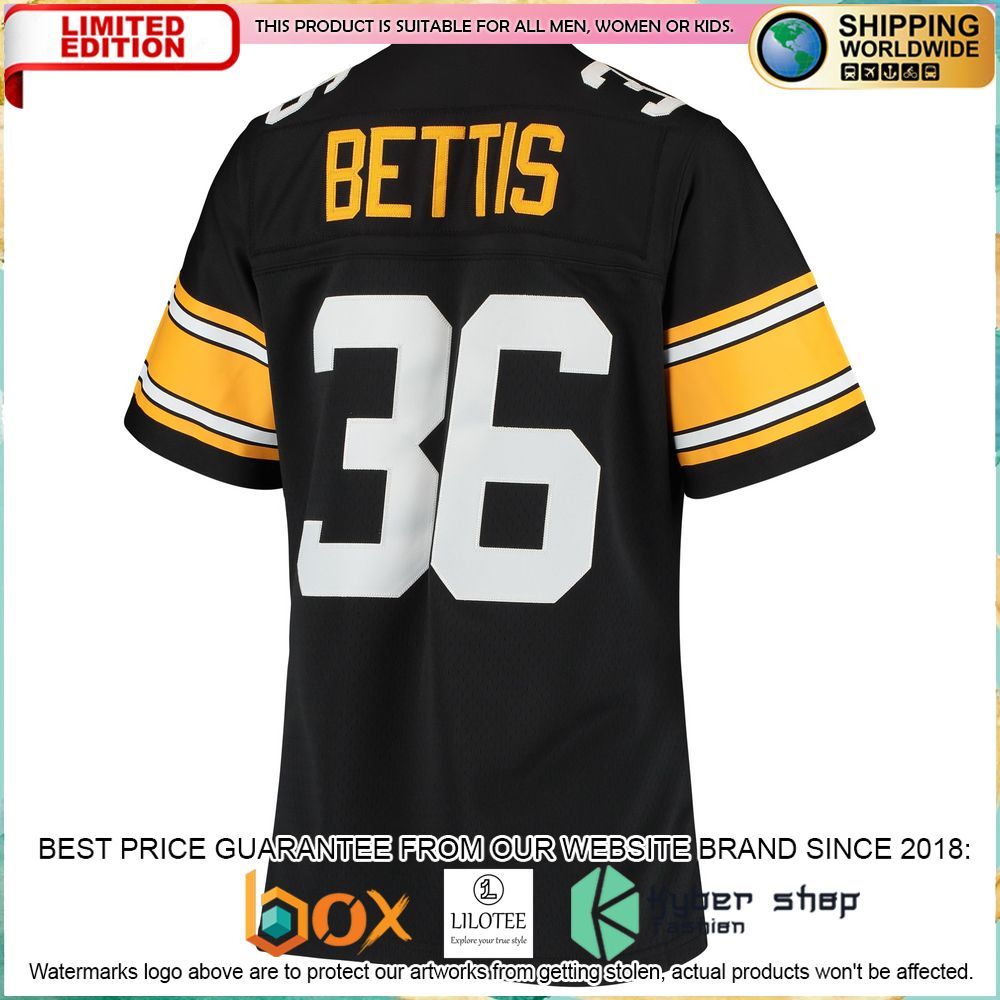 Jerome Bettis Pittsburgh Steelers Mitchell & Ness Women's 1996 Legacy Replica Black Football Jersey - LIMITED EDITION 3 jerome bettis pittsburgh steelers mitchell ness womens 1996 legacy replica black football jersey 3 728