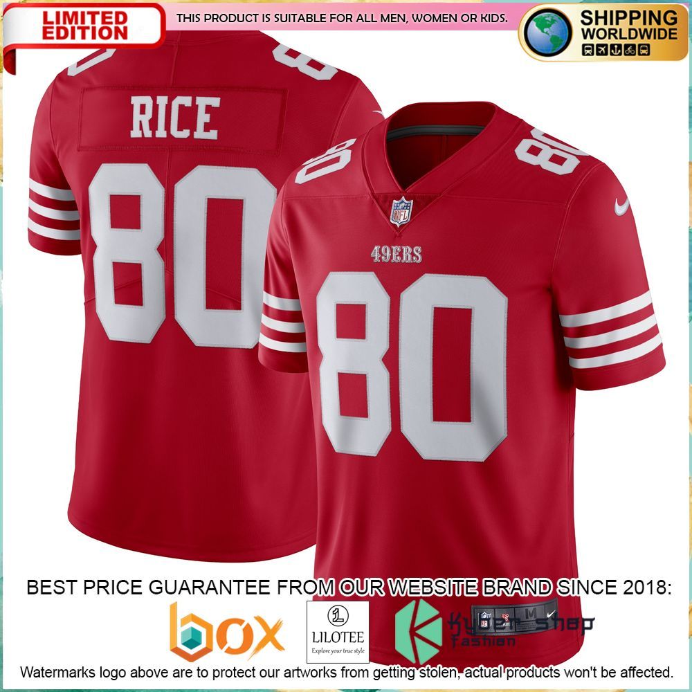 jerry rice san francisco 49ers nike vapor limited retired scarlet football jersey 1 495