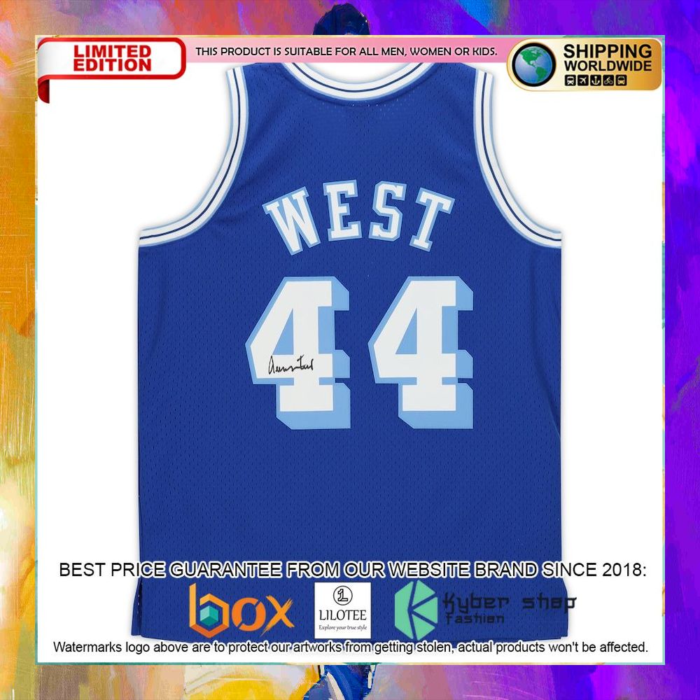 jerry west los angeles lakers 1960 61 royal basketball jersey 2 503