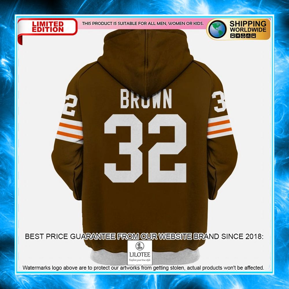 jim brown with signature cleveland browns 3d shirt hoodie 5 486