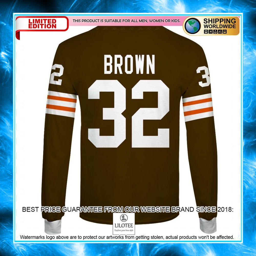 jim brown with signature cleveland browns 3d shirt hoodie 7 296