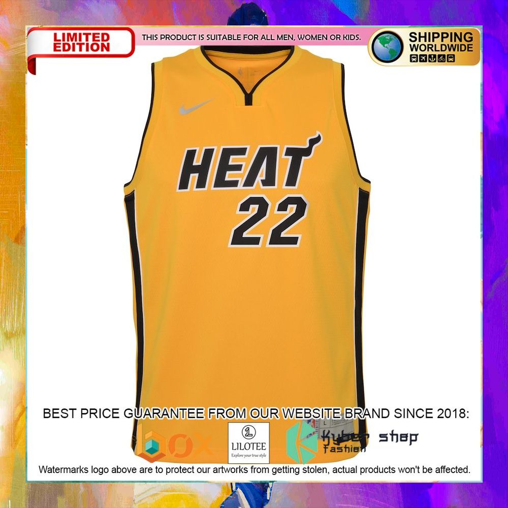 jimmy butler miami heat 2020 21 gold basketball jersey 2 433