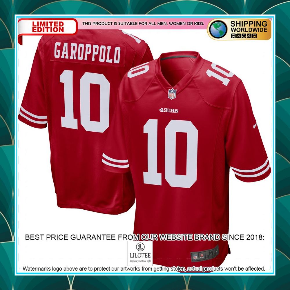 jimmy garoppolo san francisco 49ers scarlet football jersey 1 238