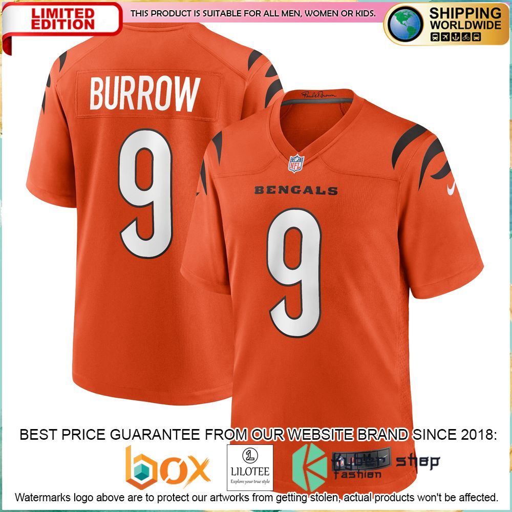 joe burrow cincinnati bengals nike alternate orange football jersey 1 226