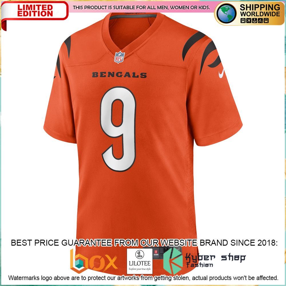 joe burrow cincinnati bengals nike alternate orange football jersey 2 463