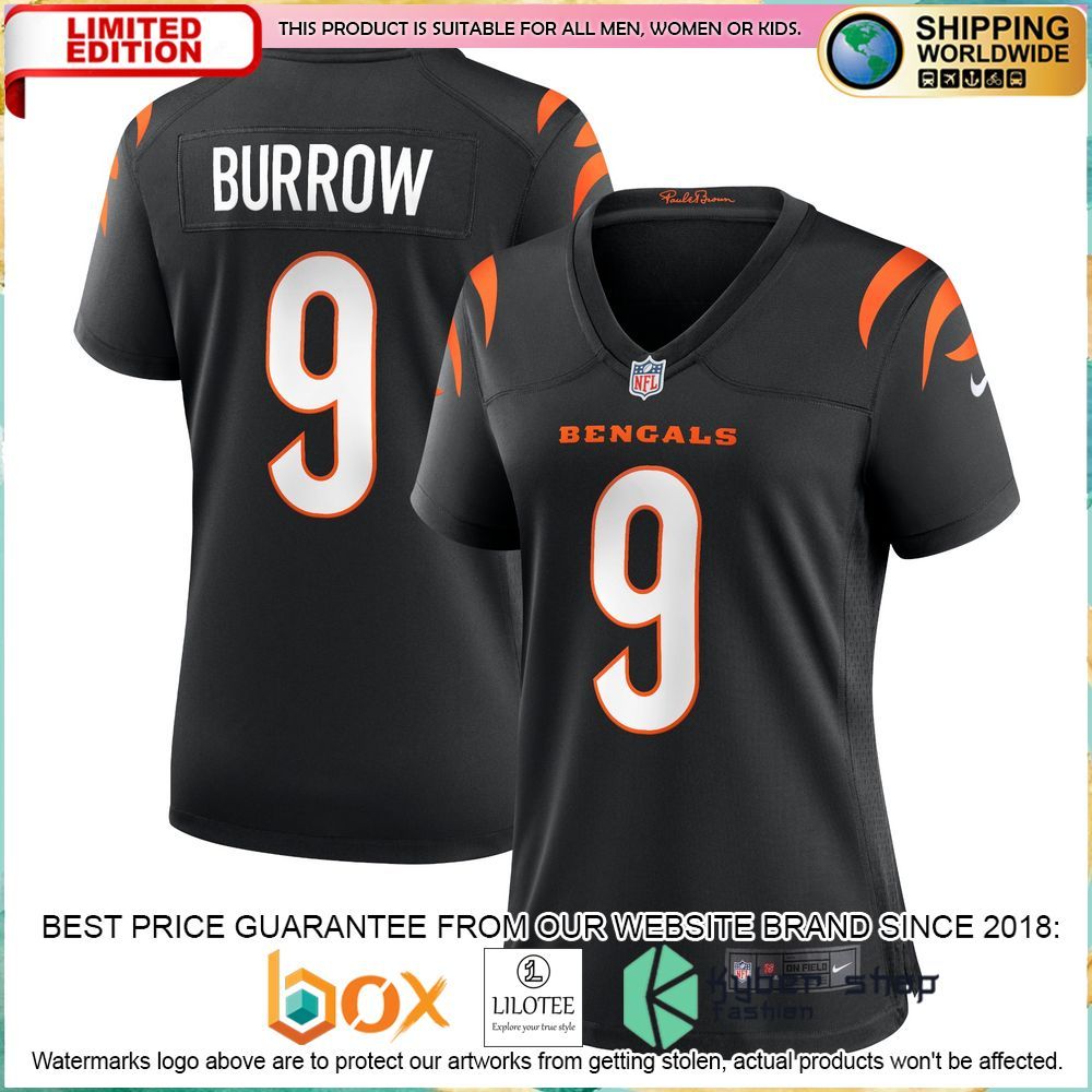 joe burrow cincinnati bengals nike womens black football jersey 1 677