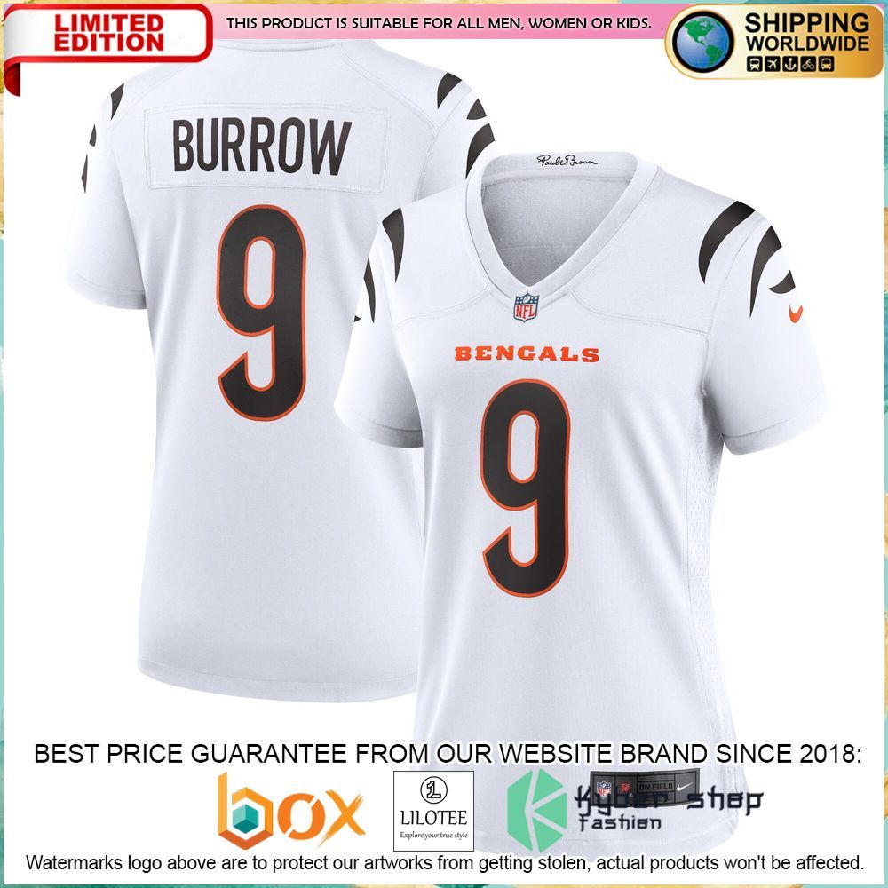 joe burrow cincinnati bengals nike womens white football jersey 1 561