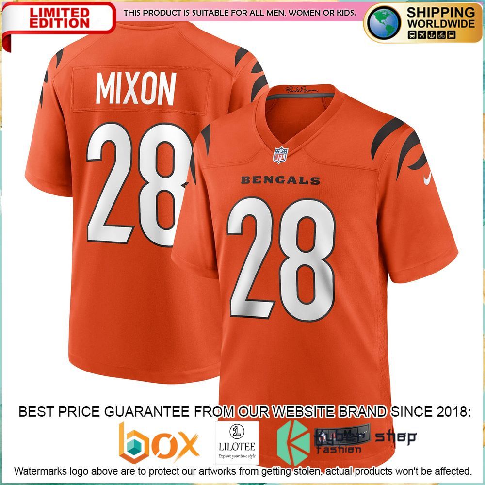 joe mixon cincinnati bengals nike orange football jersey 1 422