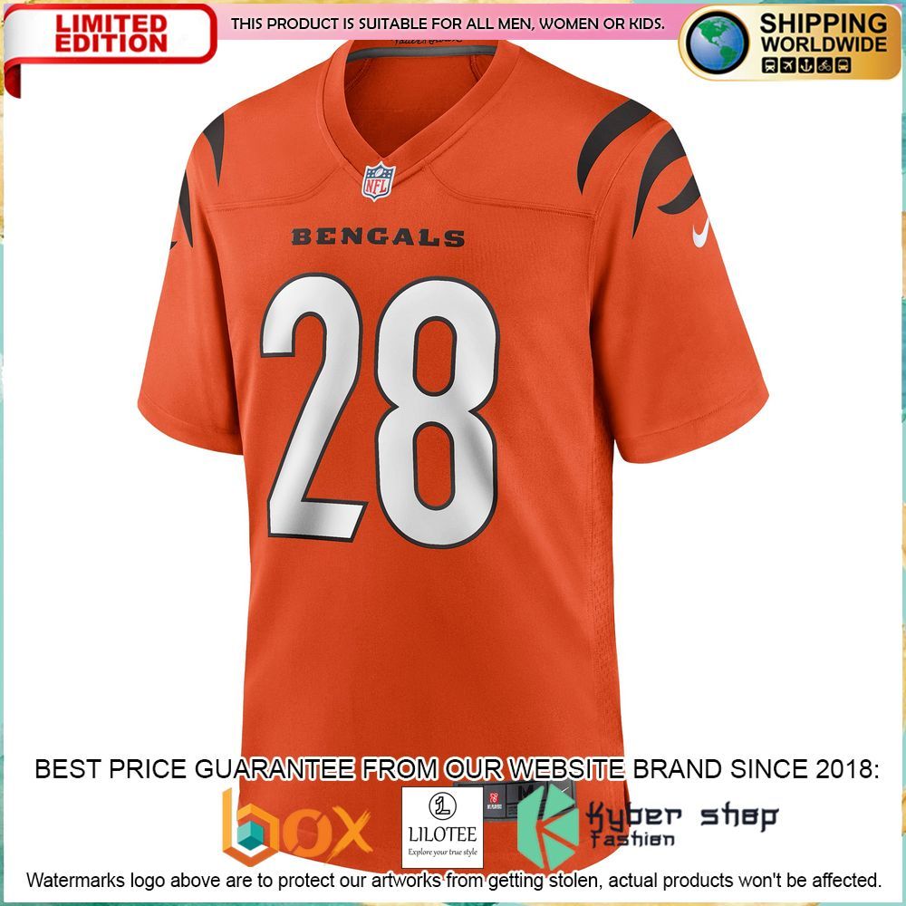 joe mixon cincinnati bengals nike orange football jersey 2 324