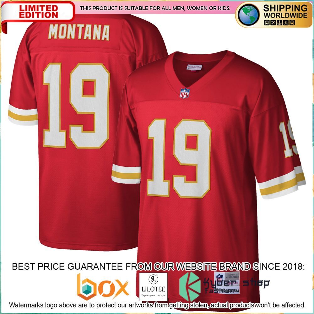 joe montana kansas city chiefs mitchell ness 1994 legacy replica red football jersey 1 660