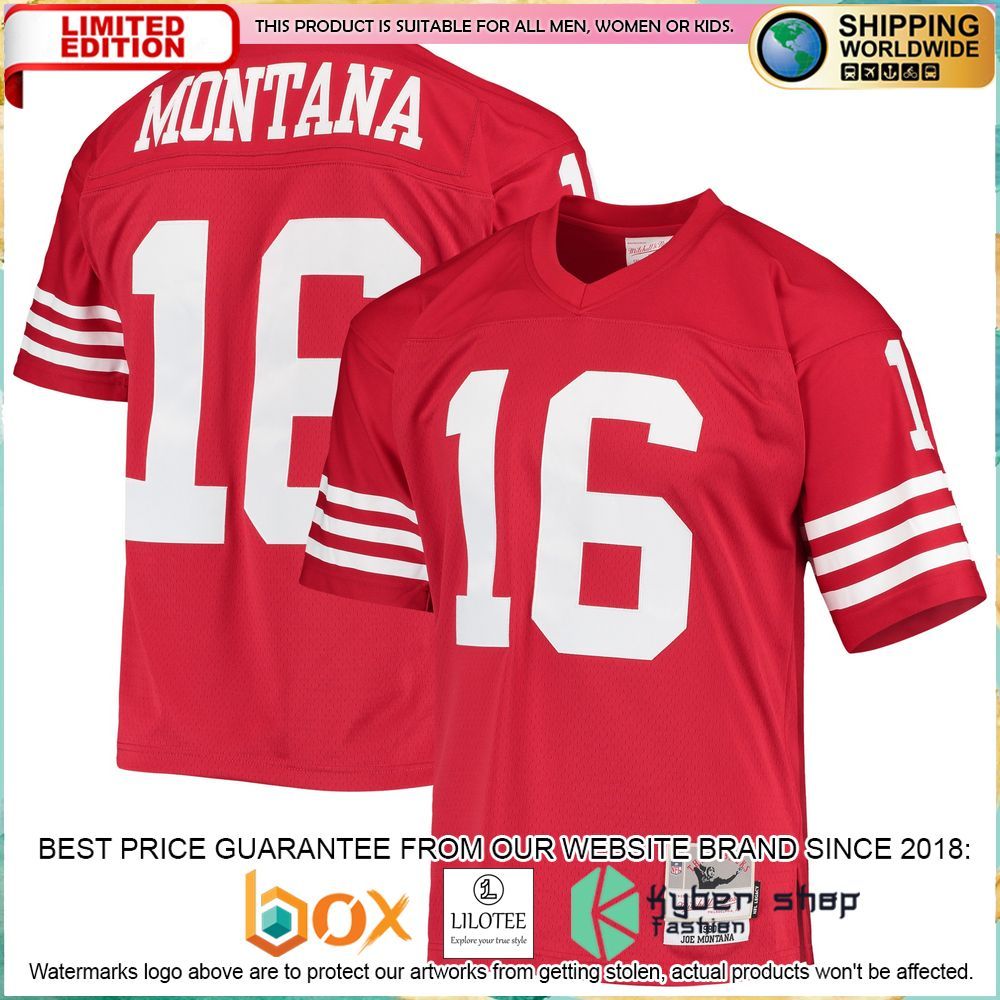 joe montana san francisco 49ers mitchell ness legacy replica scarlet football jersey 1 727