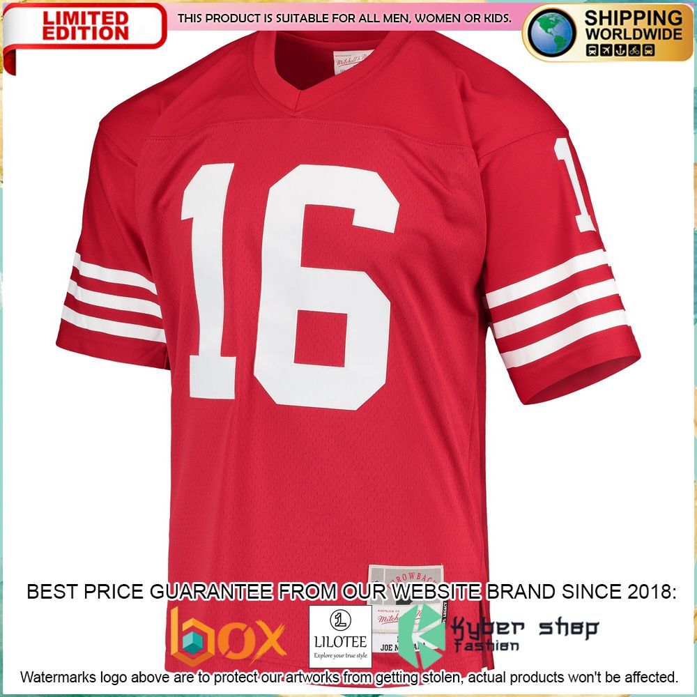 joe montana san francisco 49ers mitchell ness legacy replica scarlet football jersey 2 293