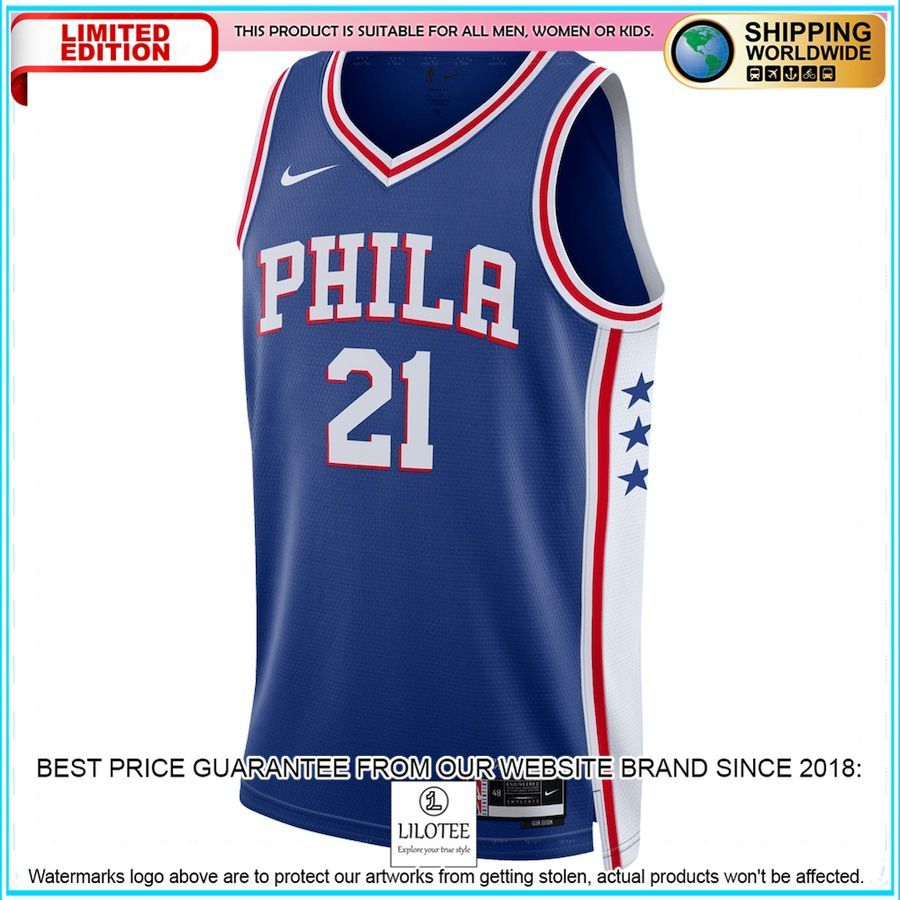 joel embiid philadelphia 76ers nike 2022 23 royal basketball jersey 2 378