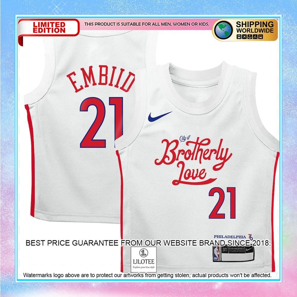 joel embiid philadelphia 76ers nike toddler 2022 23 city edition white basketball jersey 1 48