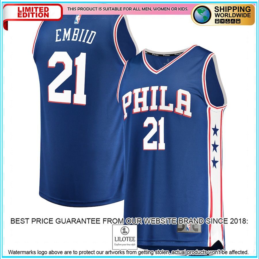 joel embiid philadelphia 76ers team color player royal basketball jersey 1 178
