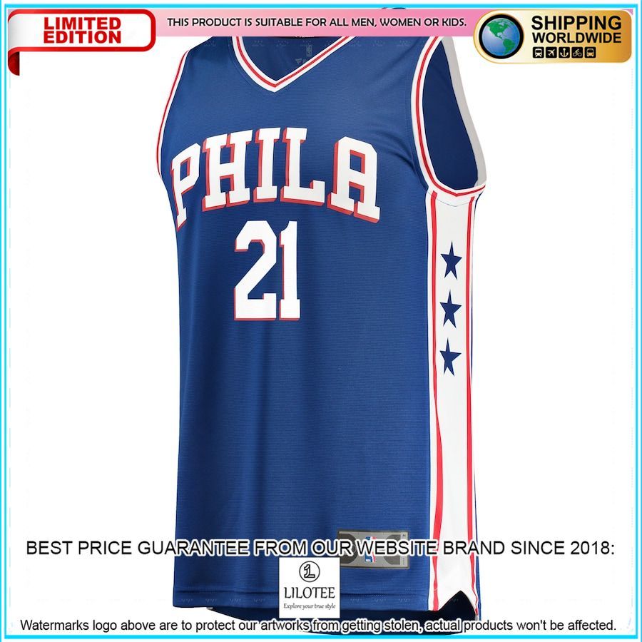 joel embiid philadelphia 76ers team color player royal basketball jersey 2 922