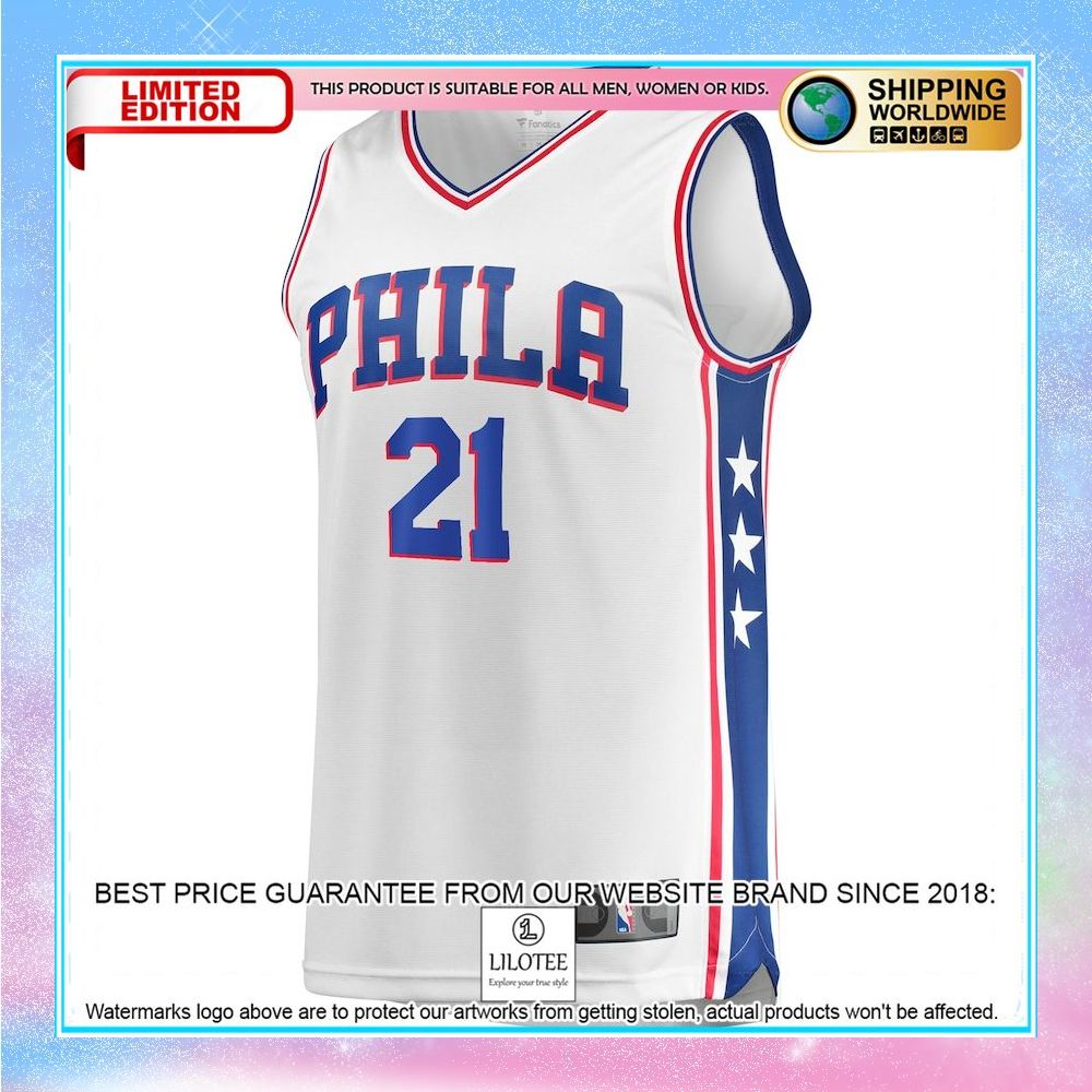 joel embiid philadelphia 76ers youth 2019 20 player white basketball jersey 2 729