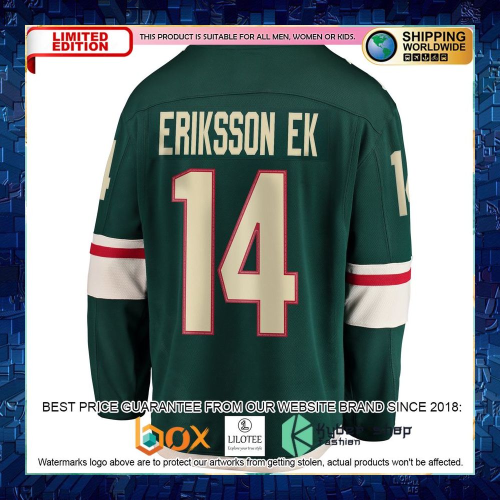Joel Eriksson Ek Minnesota Wild Green Hockey Jersey - LIMITED EDITION 7 joel eriksson ek minnesota wild green hockey jersey 3 715